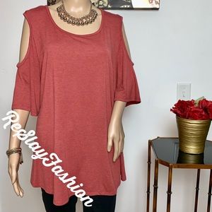 💜 Style & Co. Orange Coral Open Shoulder Top💜